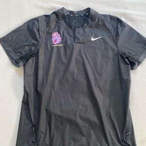 Nike Black JMU Lacrosse Men's Windbreaker Shirt with Embroidered Logo